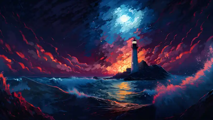 3k暗夜壁纸-氛围感和月夜-海面倒影免费下载「哲风壁纸」