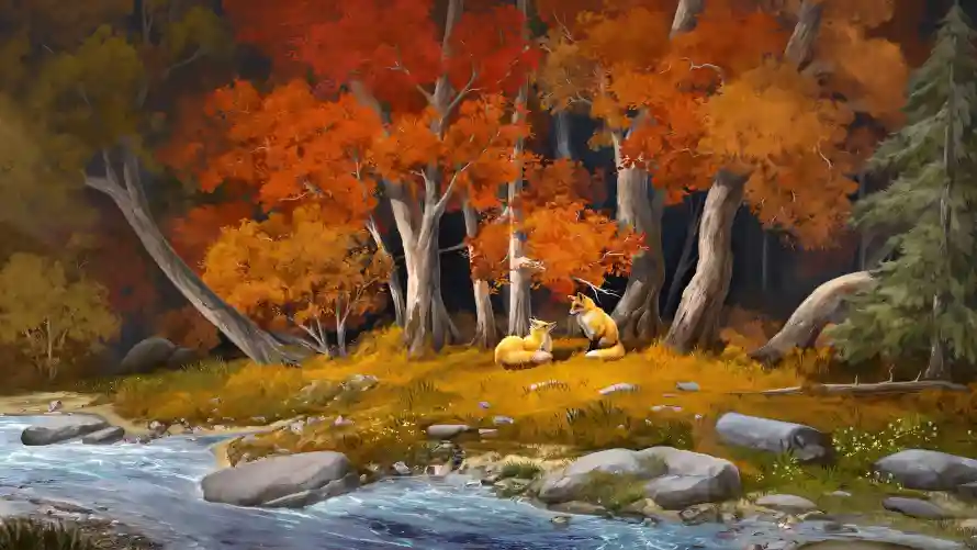 3k松树壁纸-插画风景壁纸和林间-治愈风景壁纸推荐「哲风壁纸」
