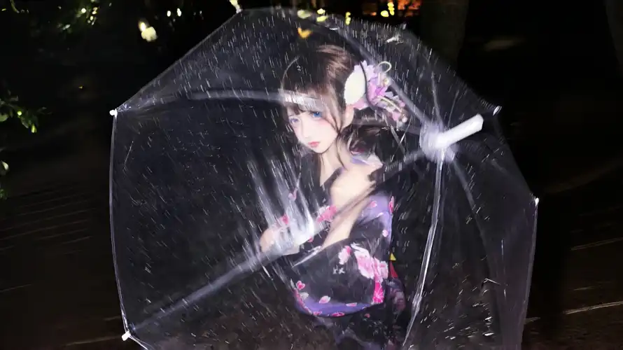 4k精选壁纸 - 雨夜 - 黑发 - 花发饰「哲风壁纸」