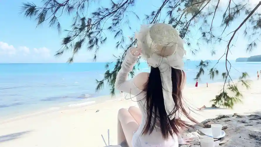 4k休闲壁纸 - 夏日 - 大海 - 少女「哲风壁纸」