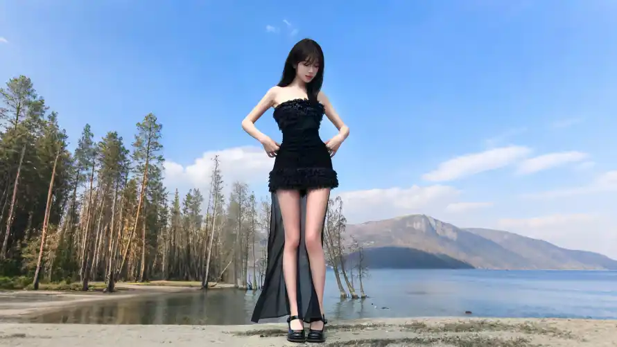 2k夏日壁纸-抹胸裙与森林-户外写真壁纸推荐「哲风壁纸」