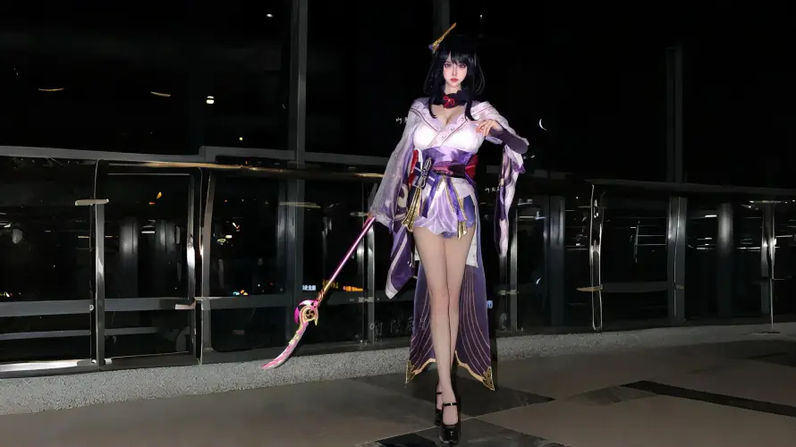 3k原神壁纸-高跟鞋 - 夜景-紫色和服壁纸分享「哲风壁纸」