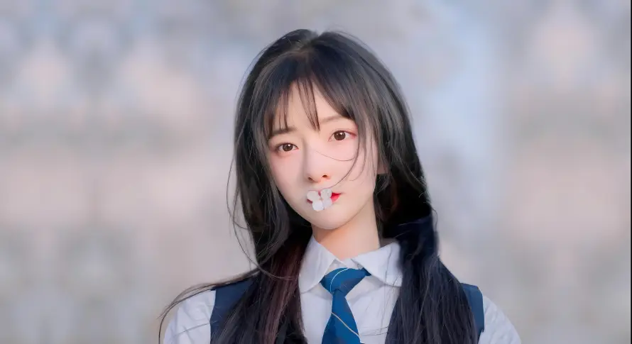 8k人像壁纸-女学生与学院风-蓝领带免费下载「哲风壁纸」