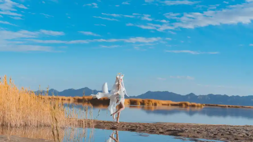 4k晴空壁纸 - 湖景 - 湖泊 - 滩涂「哲风壁纸」