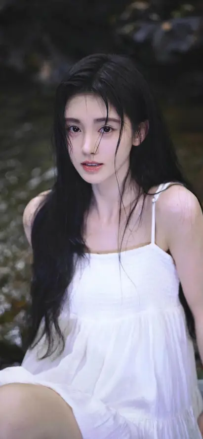 4k少女壁纸 - 清纯 - 湿发 - 溪边「哲风壁纸」