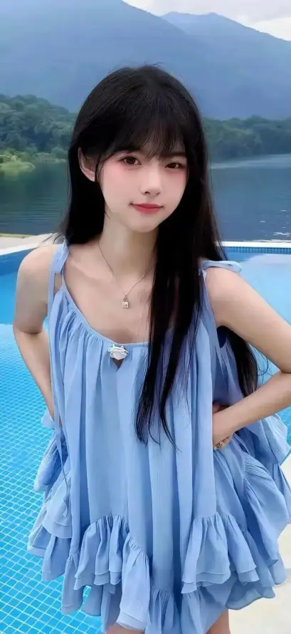 4k夏日壁纸 - 少女 - 户外 - 泳池「哲风壁纸」