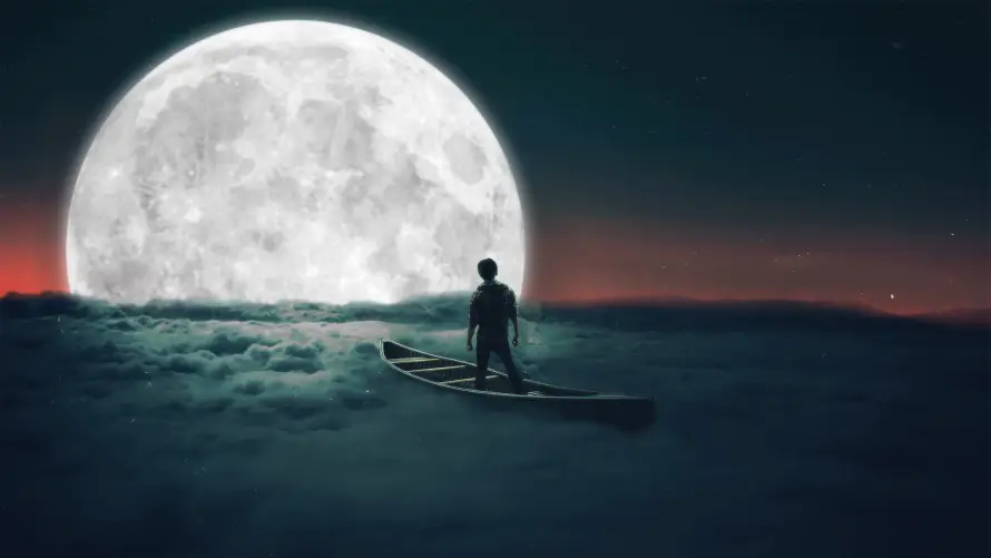 4k夜景壁纸 - 孤舟 - 意境 - 插画「哲风壁纸」 4k夜景壁纸 - 孤舟 - 意境 - 插画「哲风壁纸」