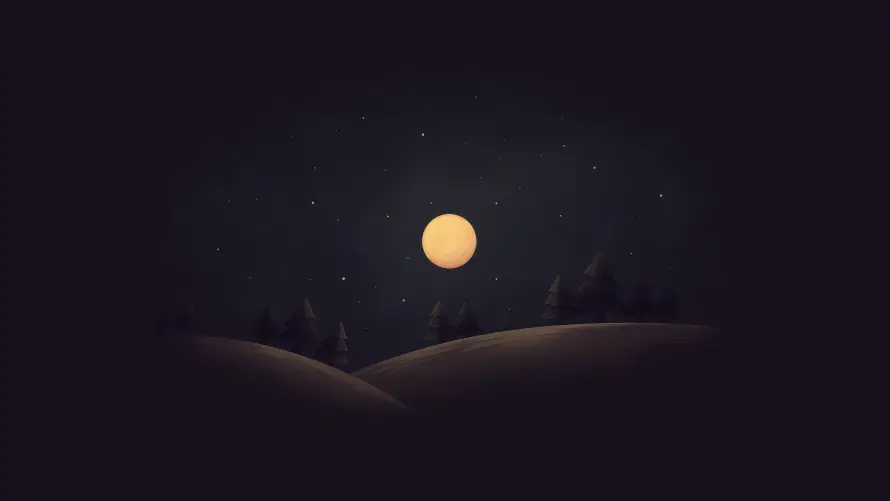 4k圆月壁纸 - 夜景 - 夜空 - 山丘「哲风壁纸」