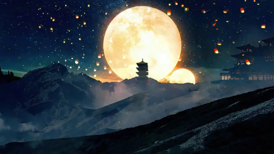 4k古塔壁纸 - 古风 - 夜景 - 夜空「哲风壁纸」