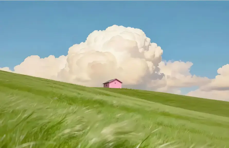 4k坡地壁纸 - 房屋 - 插画 - 晴空「哲风壁纸」