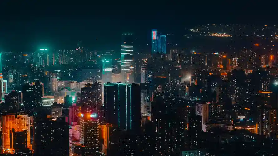 4k好看壁纸 - 城市夜景 - 夜景航拍 - 摩天大楼「哲风壁纸」
