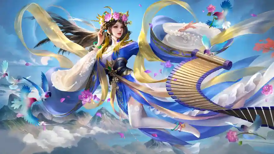 4k书卷壁纸 - 云端 - 古风 - 喜鹊「哲风壁纸」