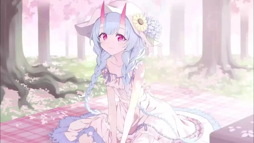 4k头花壁纸-少女 - 树林-樱花「哲风壁纸」