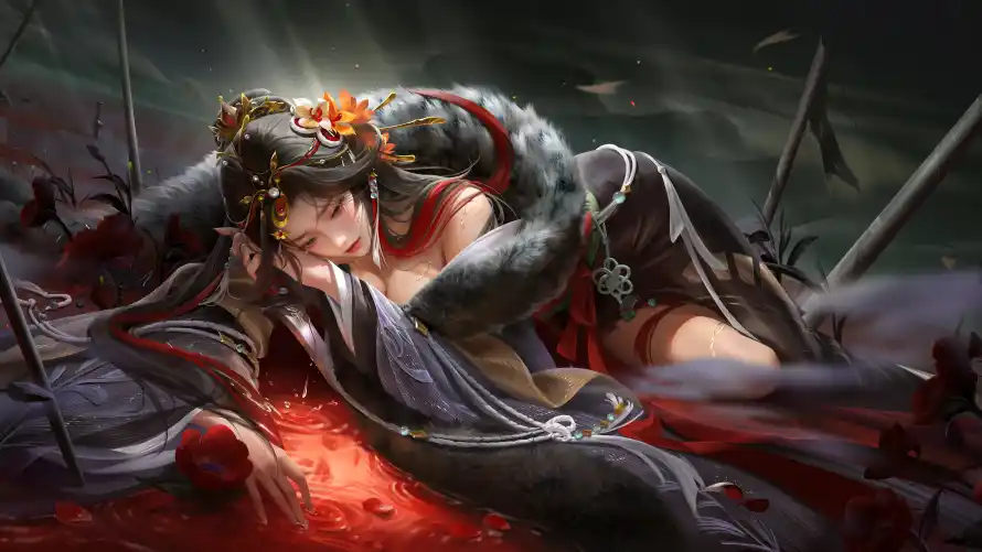 4k卧姿壁纸 - 发髻 - 古装 - 垓下「哲风壁纸」