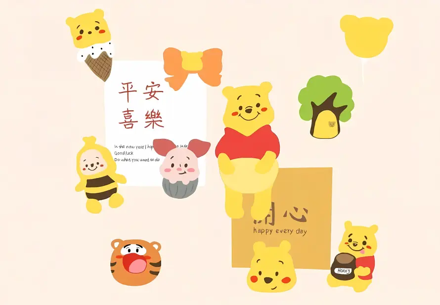 3k卡通壁纸-暖色调和可爱-小熊维尼壁纸推荐「哲风壁纸」