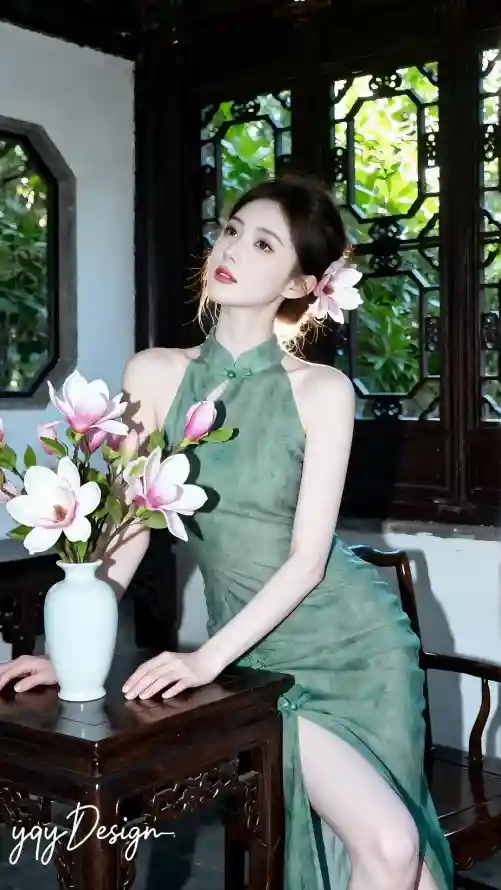 4k好看壁纸 - 盘发 - 花窗 - 发饰花「哲风壁纸」