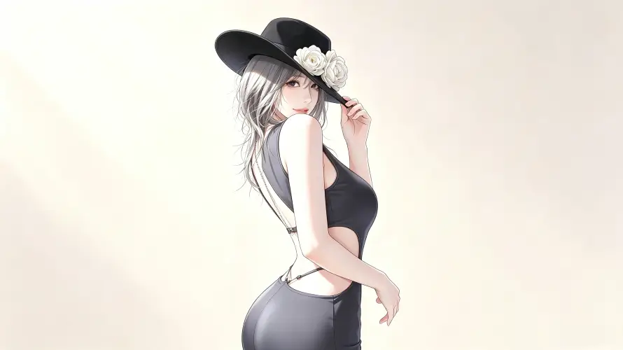 4k侧身壁纸 - 回眸 - 女性 - 好看「哲风壁纸」