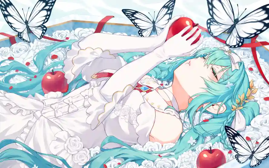 4k丝带壁纸 - 初音 - 白裙 - 花朵「哲风壁纸」 4k丝带壁纸 - 初音 - 白裙 - 花朵「哲风壁纸」