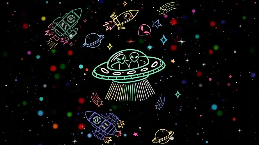 3k发光壁纸-UFO壁纸和太空-黑色背景壁纸分享「哲风壁纸」