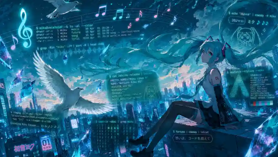 4k未来壁纸 - 理想 - 音符 - 飞鸟「哲风壁纸」