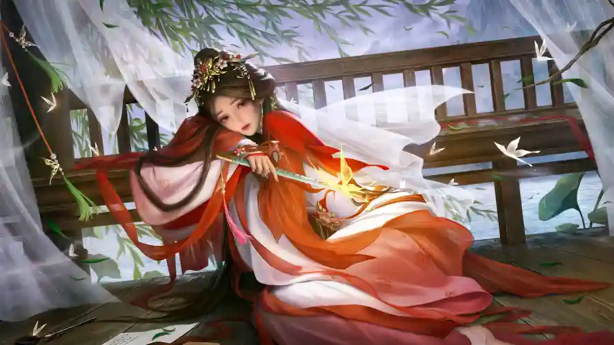 4k卧榻壁纸 - 发饰 - 持笛 - 柳婒「哲风壁纸」
