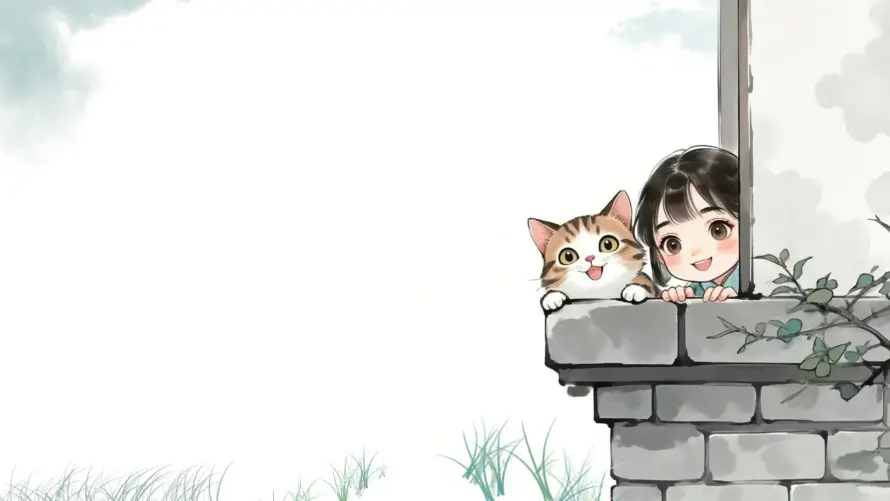 4kQ图壁纸 - 可爱 - 墙头 - 橘猫「哲风壁纸」