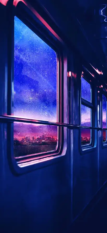 4k列车壁纸 - 夜晚 - 夜空 - 插画「哲风壁纸」