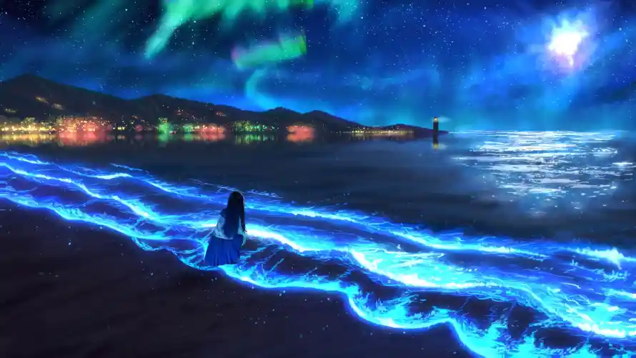 4k夜空壁纸 - 极光 - 海岸 - 夜景「哲风壁纸」