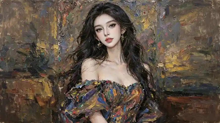 4k美女壁纸 - 厚涂 - 好看 - 油画风「哲风壁纸」