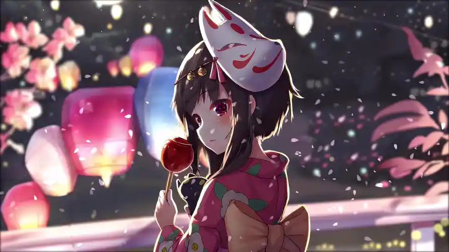 4k和服壁纸-和风 - 夜景-庙会「哲风壁纸」
