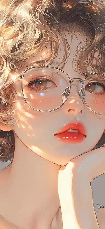 4k光影壁纸 - 卷发 - 厚涂 - 少女「哲风壁纸」