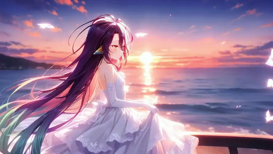 4k夕阳壁纸-大海 - 婚纱-晚霞「哲风壁纸」