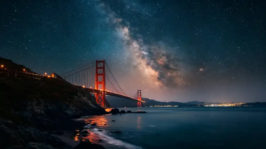 4k倒影壁纸 - 夜幕 - 夜景 - 山脉「哲风壁纸」