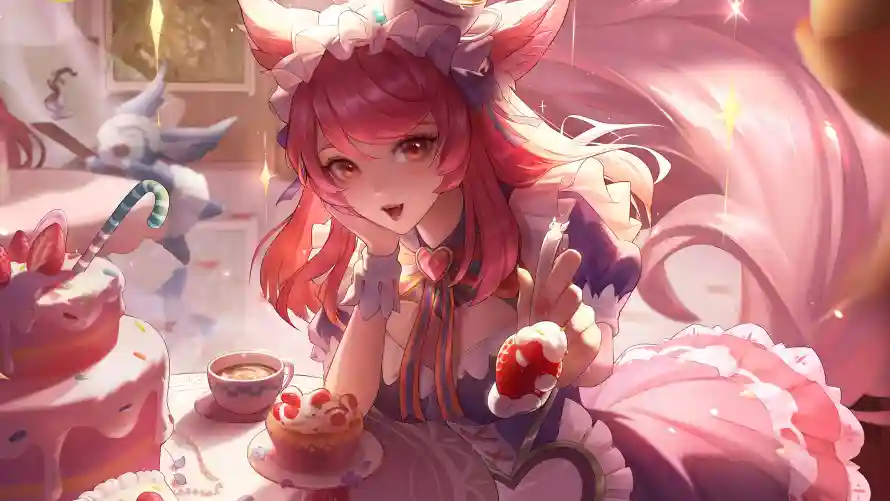 4k咖啡壁纸 - 少女 - 粉色 - 甜点「哲风壁纸」