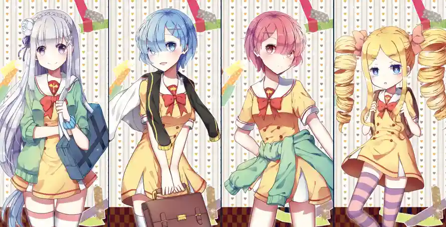 4k长发壁纸 - 背包 - 短发 - 校服「哲风壁纸」