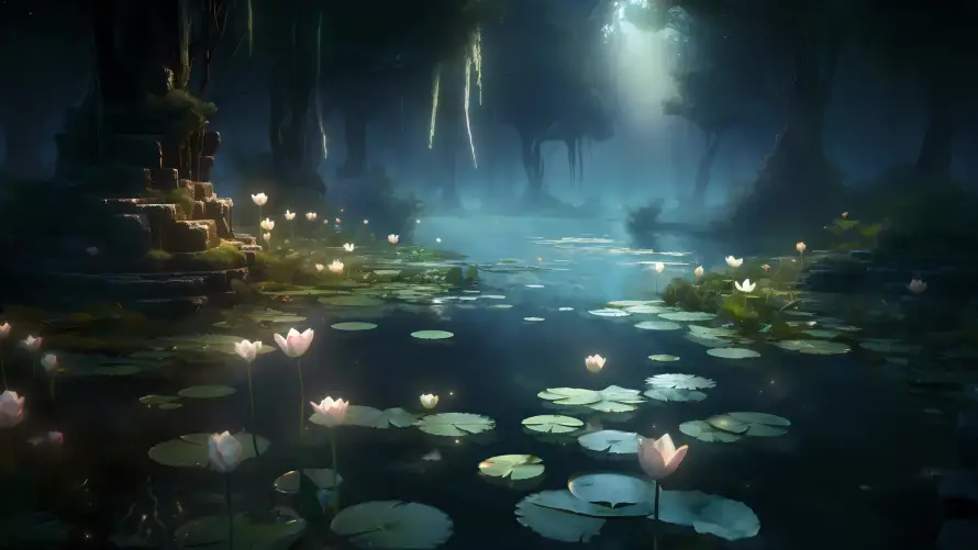 4k倒影壁纸 - 夜晚 - 夜色 - 微光「哲风壁纸」