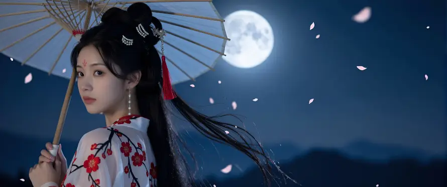 4k夜景壁纸 - 月夜 - 汉服 - 满月「哲风壁纸」 4k夜景壁纸 - 月夜 - 汉服 - 满月「哲风壁纸」