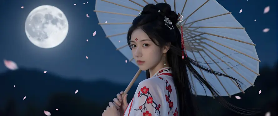 4k发簪壁纸 - 夜景 - 月夜 - 汉服「哲风壁纸」