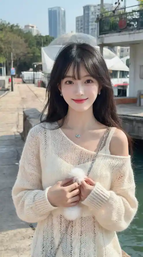 4k女生壁纸 - 岸边 - 户外 - 晴天「哲风壁纸」