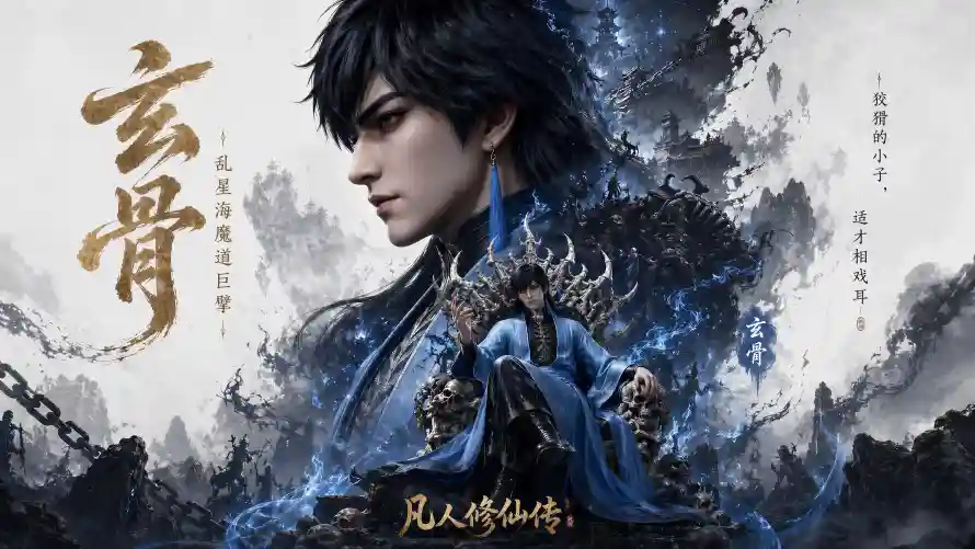4k修仙壁纸 - 国风 - 蓝袍 - 黑发「哲风壁纸」