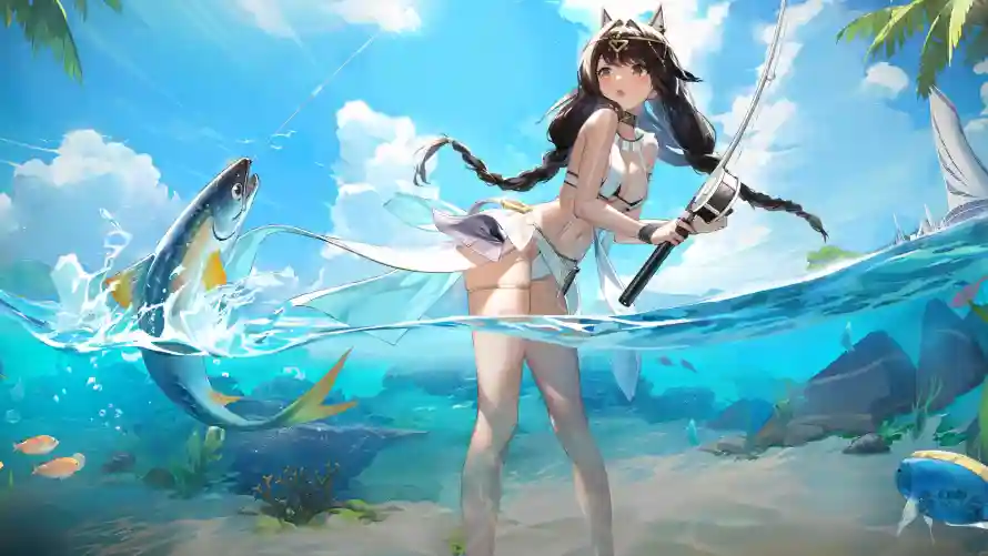 4k夏日壁纸-肴 - 少女-椰树「哲风壁纸」