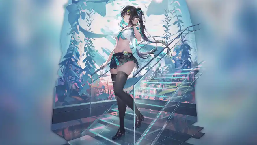 4k少女壁纸-飞剑 - 黑丝-冷色调「哲风壁纸」
