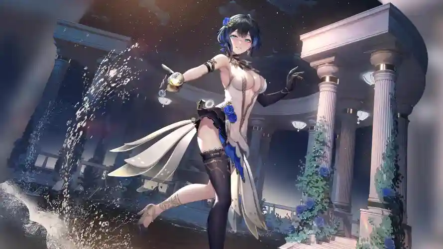 4k喷泉壁纸-水花 - 石柱-礼服「哲风壁纸」