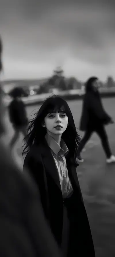 4k人像壁纸 - 大衣 - 清冷 - 美女「哲风壁纸」