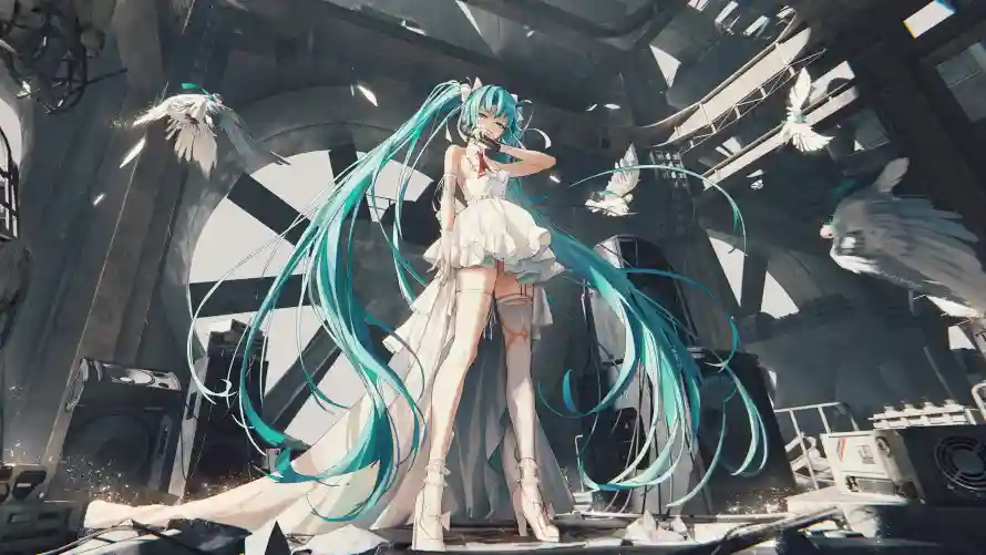 4k动漫壁纸 - 少女 - 白丝 - 白鸽「哲风壁纸」