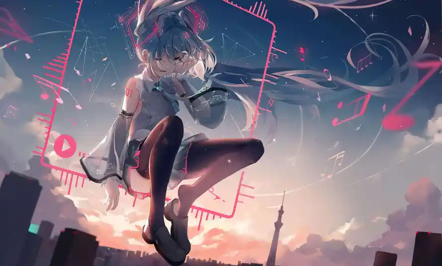 4k动漫壁纸 - 少女 - 插画 - 音符「哲风壁纸」 4k动漫壁纸 - 少女 - 插画 - 音符「哲风壁纸」