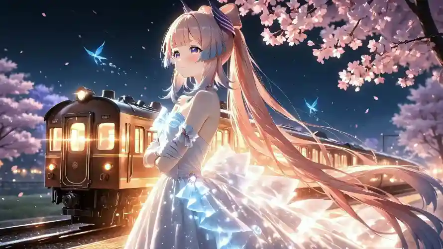 4k列车壁纸 - 原神 - 夜晚 - 心海「哲风壁纸」