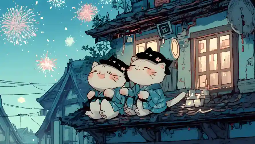 4k可爱壁纸-夜景 - 夜空-屋顶「哲风壁纸」
