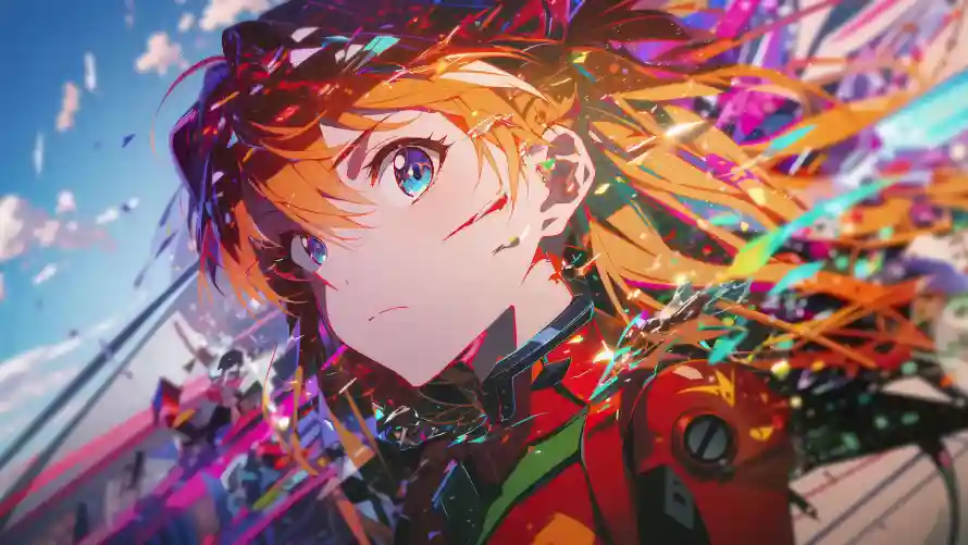 4k橙发壁纸-蓝天 - eva-明日香「哲风壁纸」