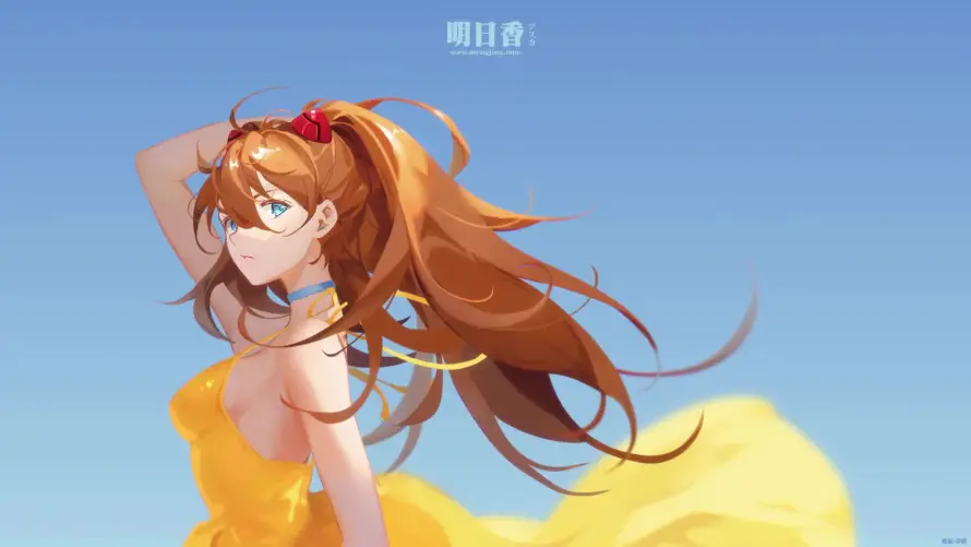 3k回眸壁纸-少女 - 插画-蓝天「哲风壁纸」